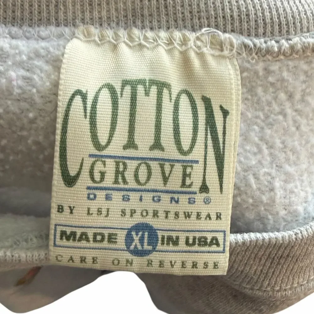 VTG 90s Cotton Grove Butterfly Sweatshirt XL Gray Cottagecore Nature USA Flaw